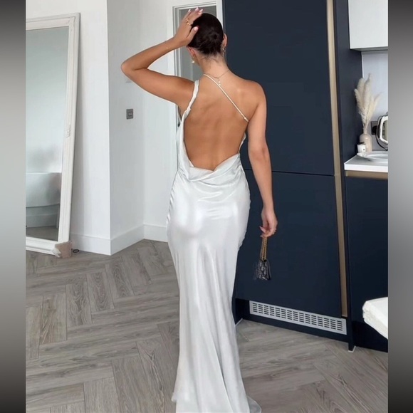 NWT ZARA LONG ASYMMETRIC FOIL DRESS - Picture 7 of 17